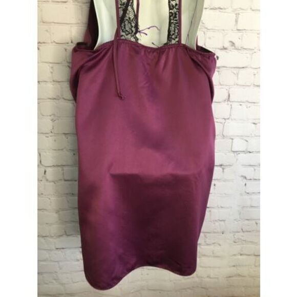 Linea Donatella Noralee Nightgown -Trim Chemise  M Burgundy - Picture 7 of 10